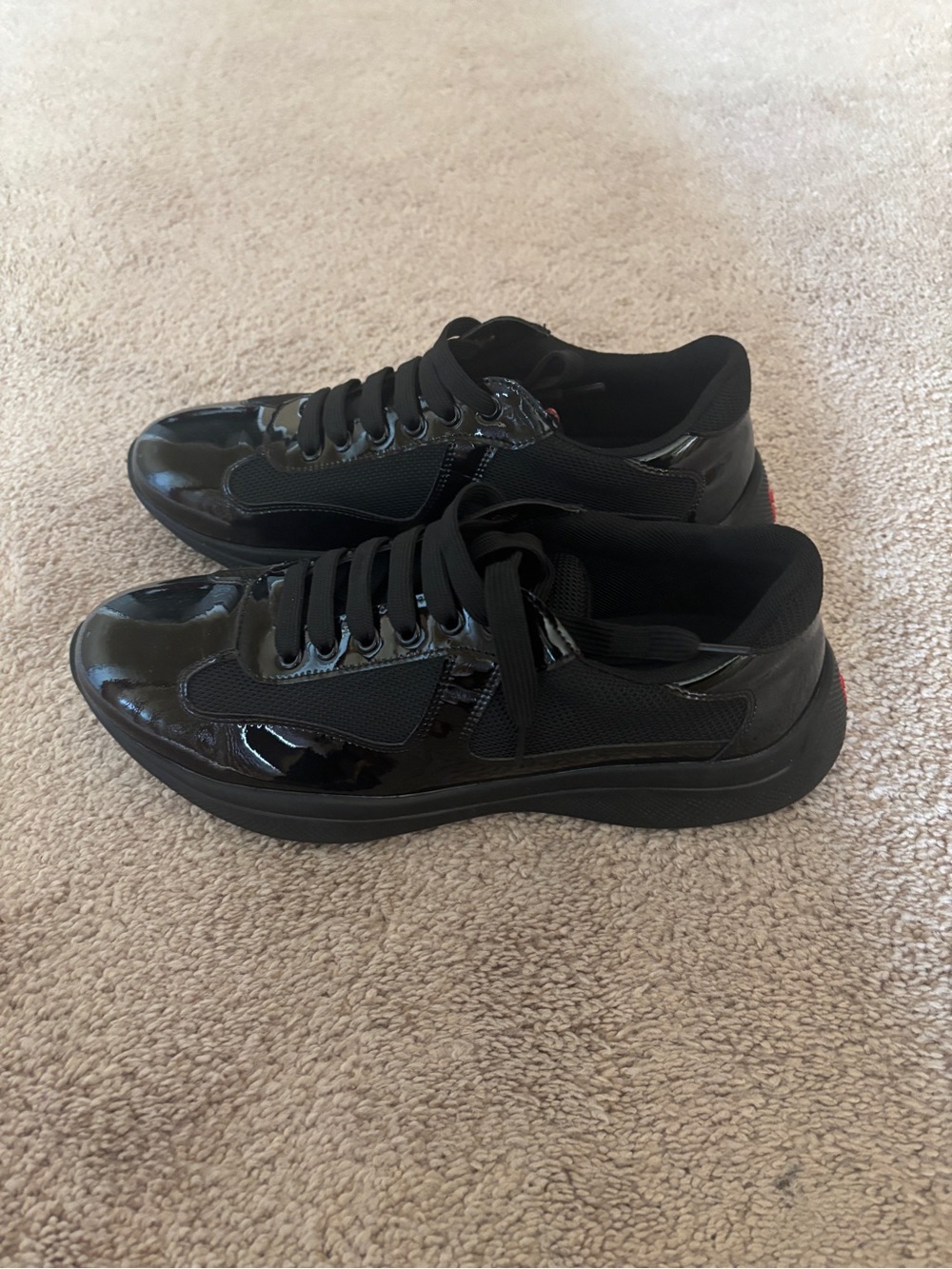 Prada Black Patent Low-Top Sneakers - Picture 2 of 5